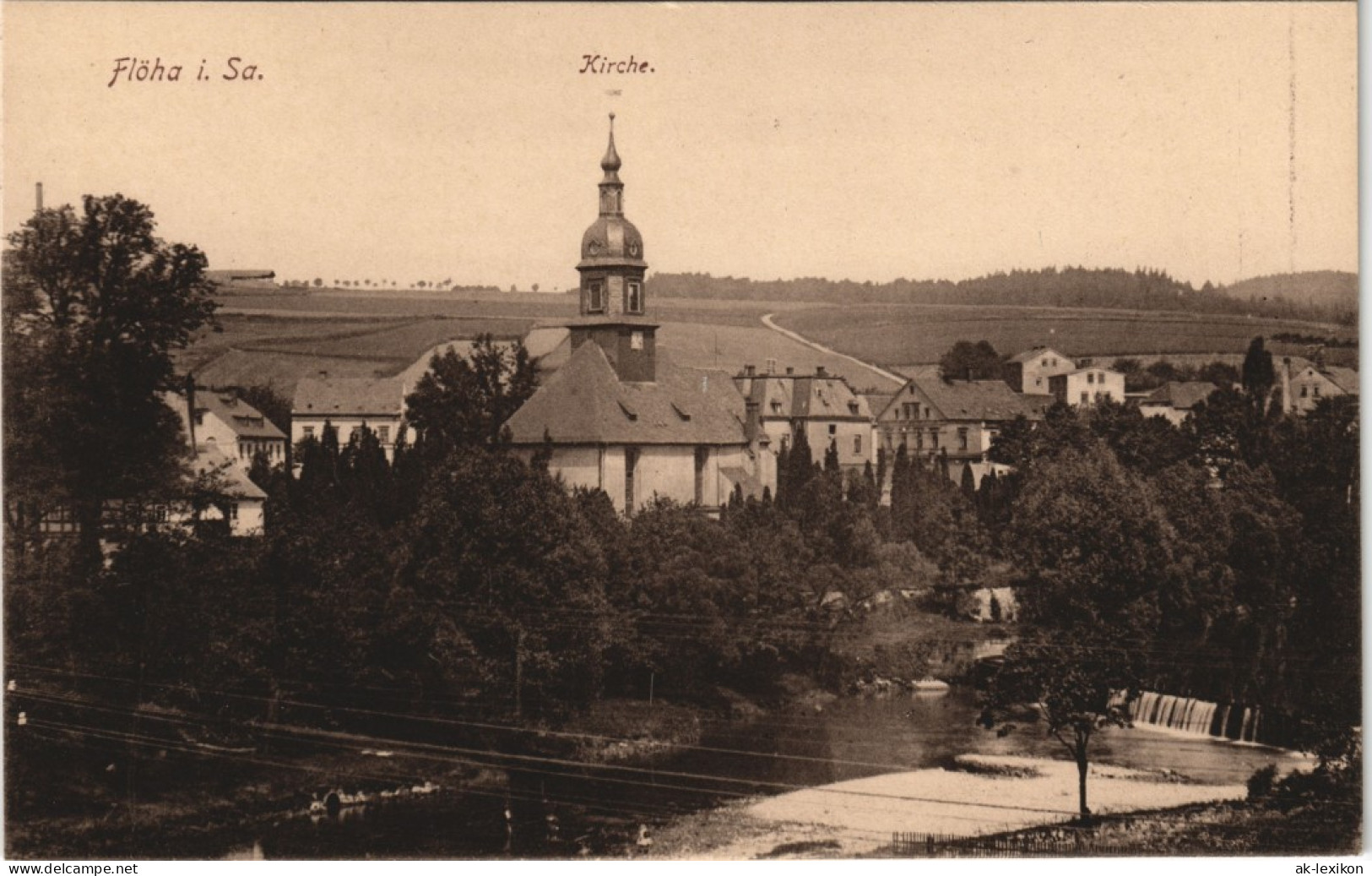 Ansichtskarte Flöha (Sachsen) Blick Auf Die Kirche 1912 - Floeha