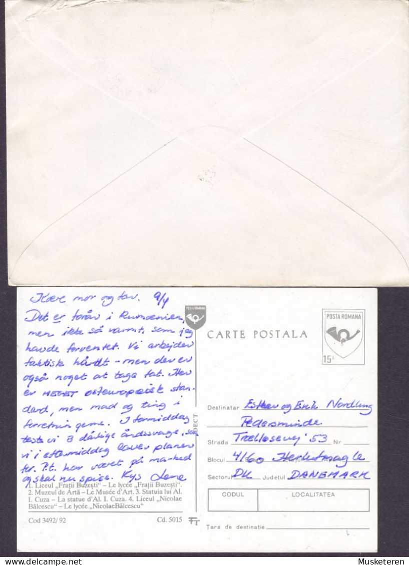 Romania CRAIOVA PPC & Cover Brief 1994 HERLUFSMAGLE Denmark (2 Scans) - Cartas & Documentos