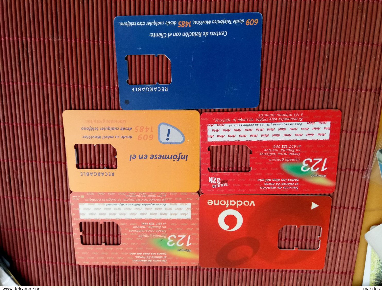 5 GSM Cards No Chip 2 Photos  Rare - Altri & Non Classificati