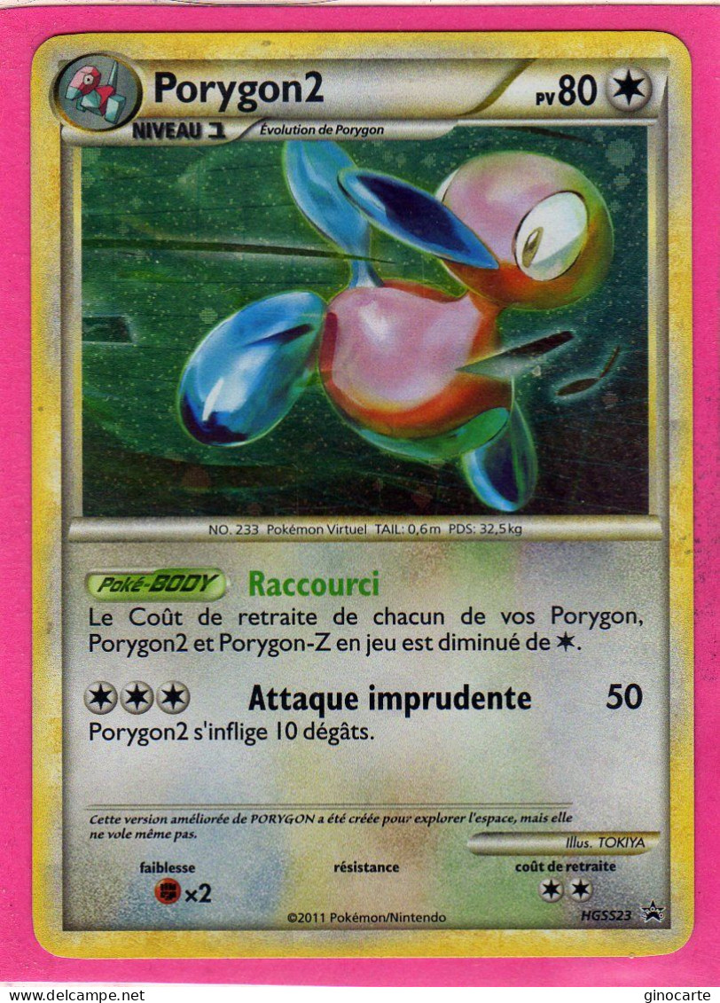 Carte Pokemon Francaise 2011 Noir Et Blanc Promo Hgss23 Porygon2 80pv Holo Neuve - Promos