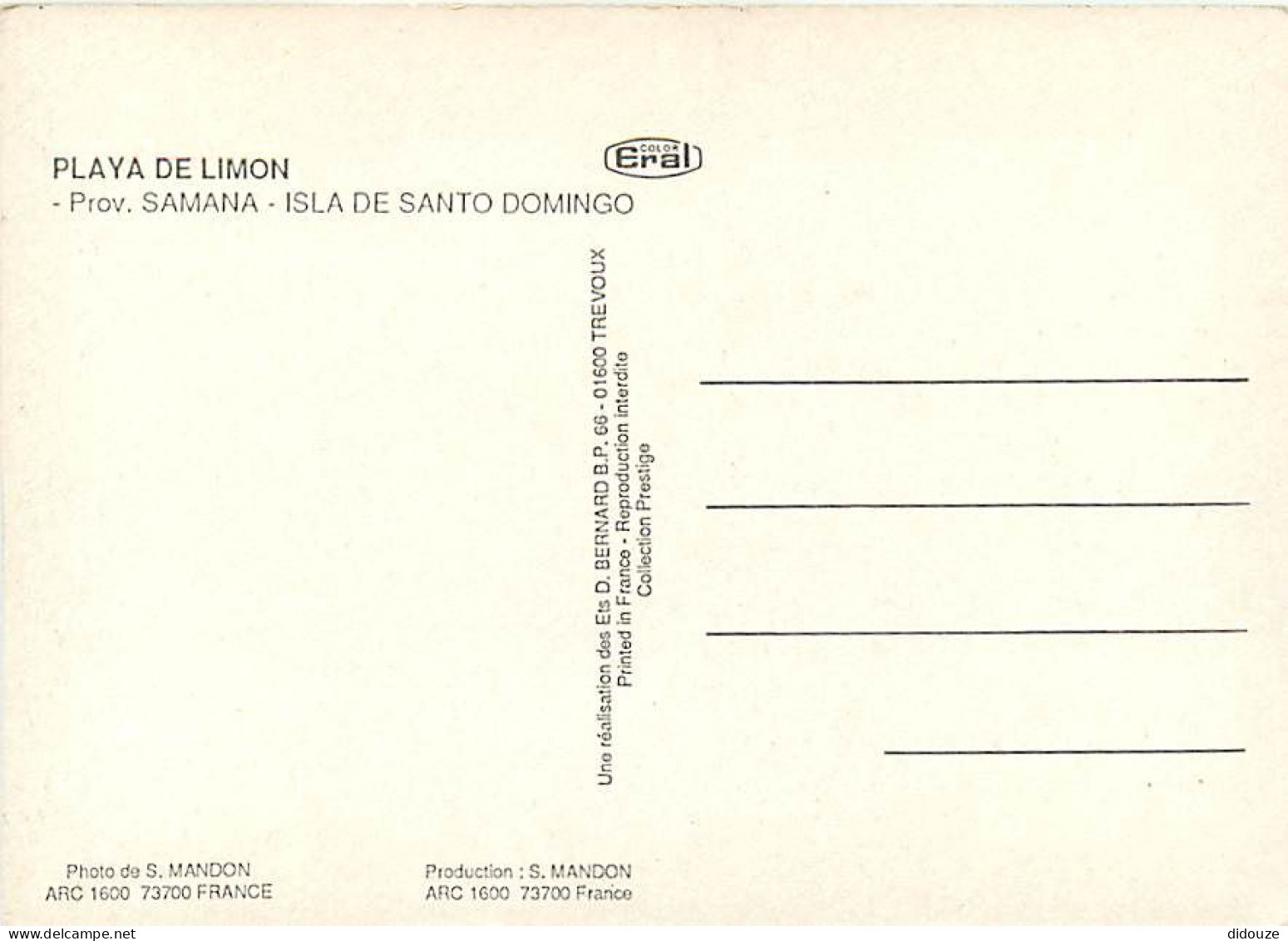 République Dominicaine - Republica Dominicana - Playa De Limon - Prov Samana - Isla De Santo Domingo - CPM - Voir Scans  - Dominicaine (République)