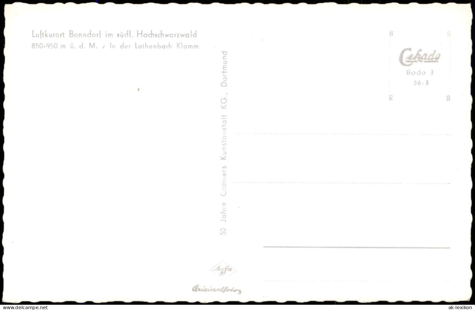 Bonndorf (Schwarzwald) Südl. Hochschwarzwald Lothenbach Klamm 1956 - Bonndorf