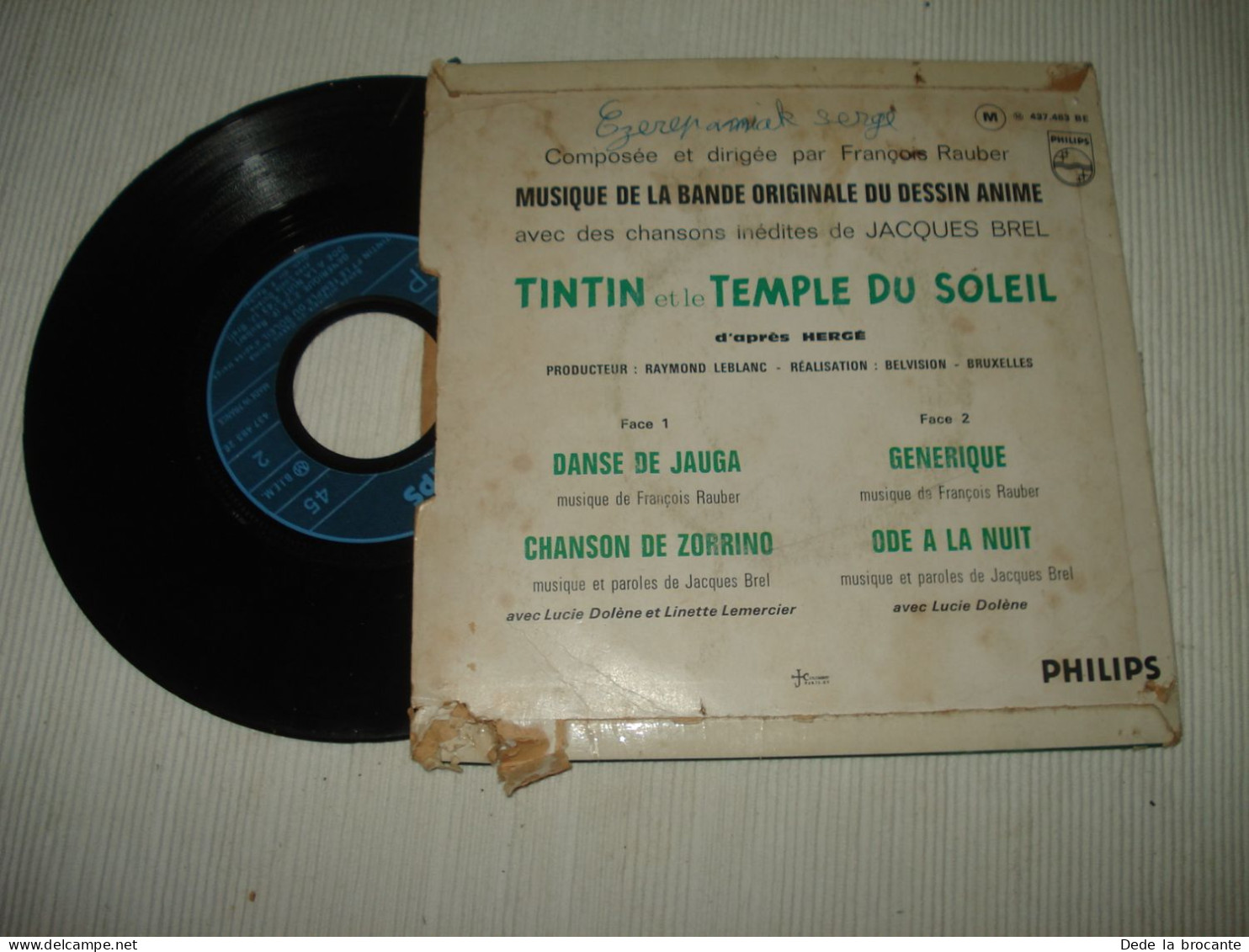 B14 / BO Film -Tintin  Temple Du Soleil - 7" EP - 437.483 BE  - Fr 1969  VG-/G - Verzameluitgaven