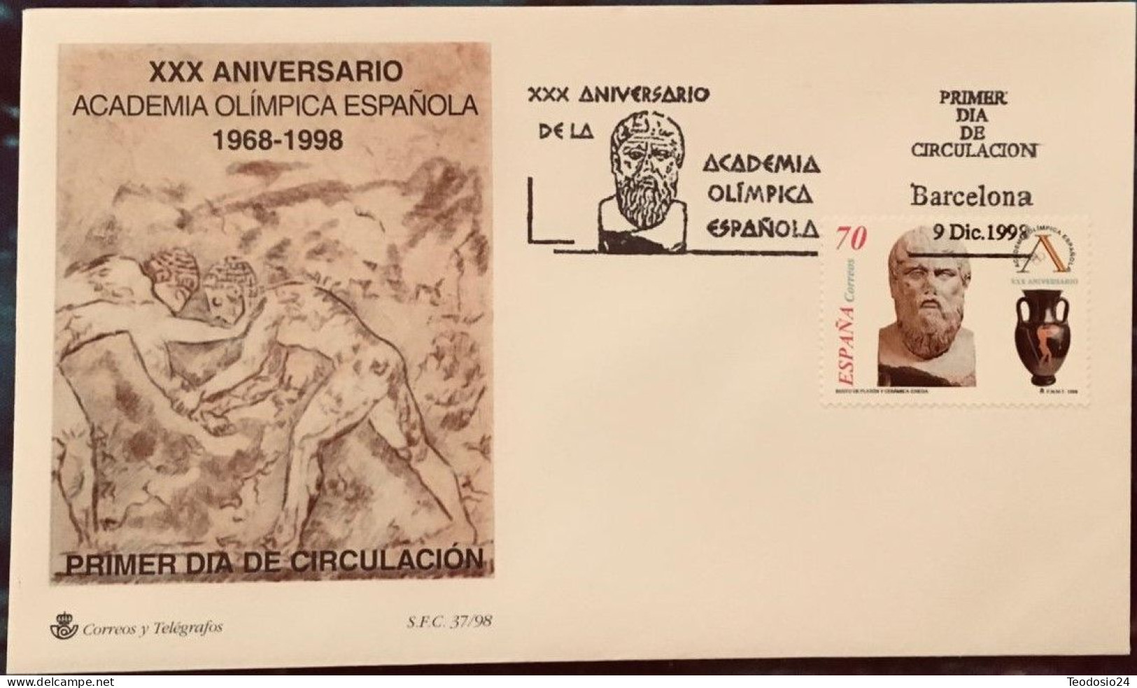 FDC  1998.-  XXX Aniversario Academia Olimpica Española. - FDC