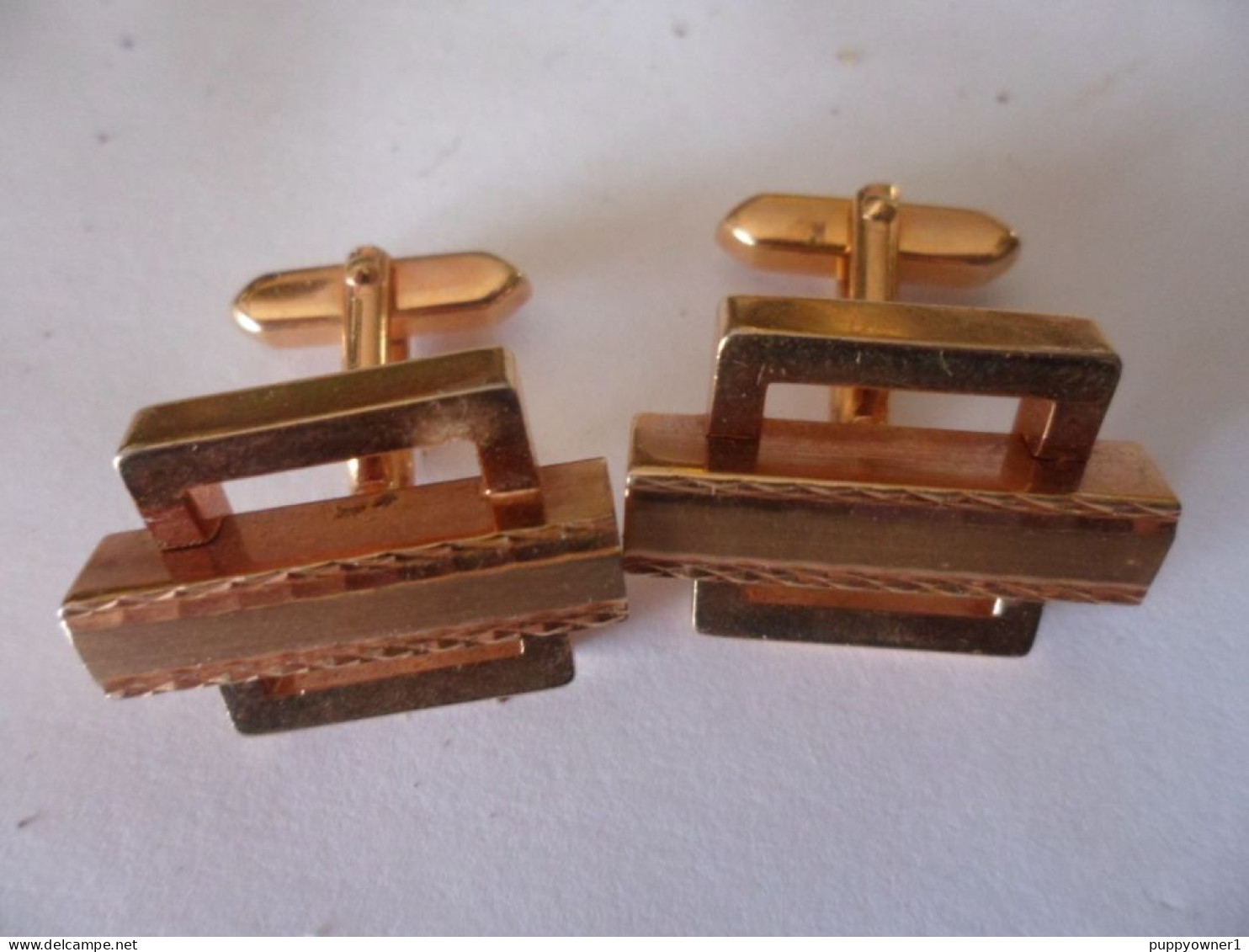 Vintage Boutons De Manchette Paque Or Annes 70 - Boutons De Col /de Manchettes