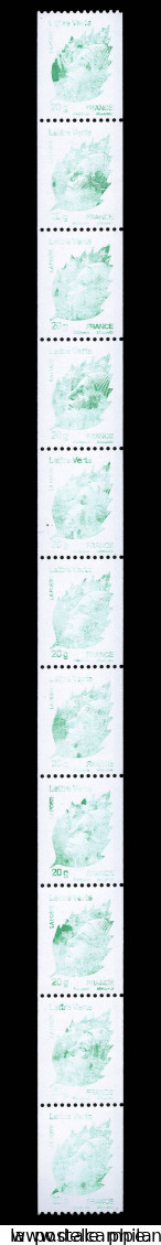 N°112, Beaujard, Lettre Verte (N°4597), Impression Dépouillée Sur Bande De 11 Exemplaires (ex Collection J.P Comtet). SU - Roulettes