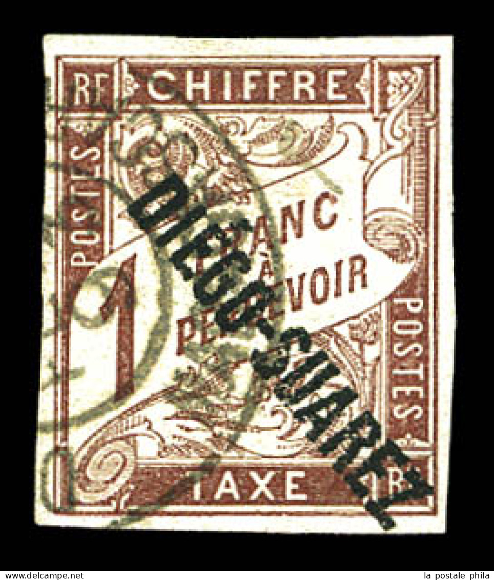 Taxe N°13, 1f Marron Oblitéré Càd. SUP. R.R. (signé Brun/certificat)  Qualité: Oblitéré  Cote: 1900 Euros - Usados