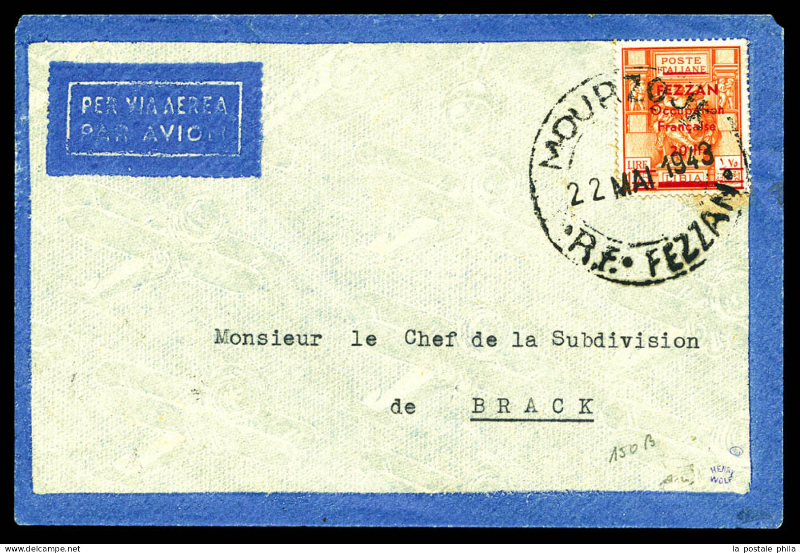 N°9, 20f Sur 1 L.75 Orange Obl Càd De MOURZOUK Le 22 Mai 1943 Sur Lettre Pour Brack, Arrivée Au Verso. SUPERBE. R.R. (si - Lettres & Documents