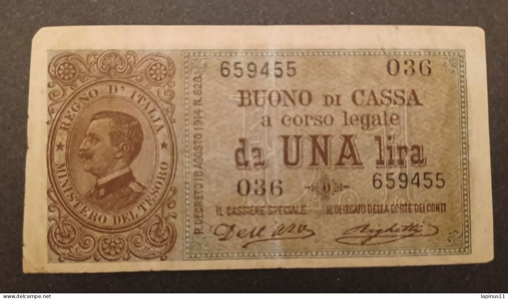 BANCONOTA ITALIA REGNO VENEZIA GIULIA VENEZIA TRIDENTINA VITTORIO 1914 EMANUELE BIGLIETTO DI STATO 1 LIRA - Italia – 1 Lira