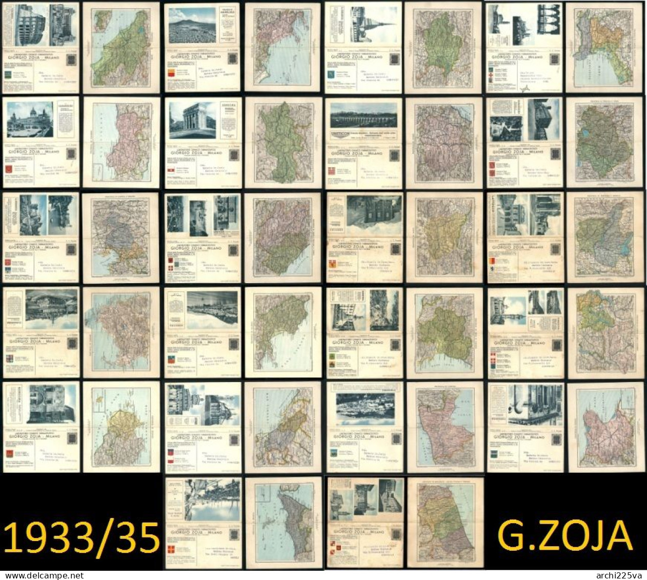 - 1933 / 1935 - 22 CARTOLINE Pubblicitarie - Laboratorio Chimico Farmaceutico - Giorgio ZOJA - Atlante Delle Province - - Verzamelingen & Kavels