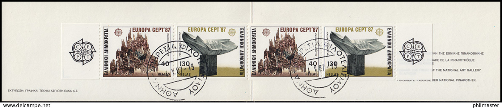 Griechenland Markenheftchen 6 Europa 1987, Ersttagstempel ATHEN 4.5.87 - Cuadernillos