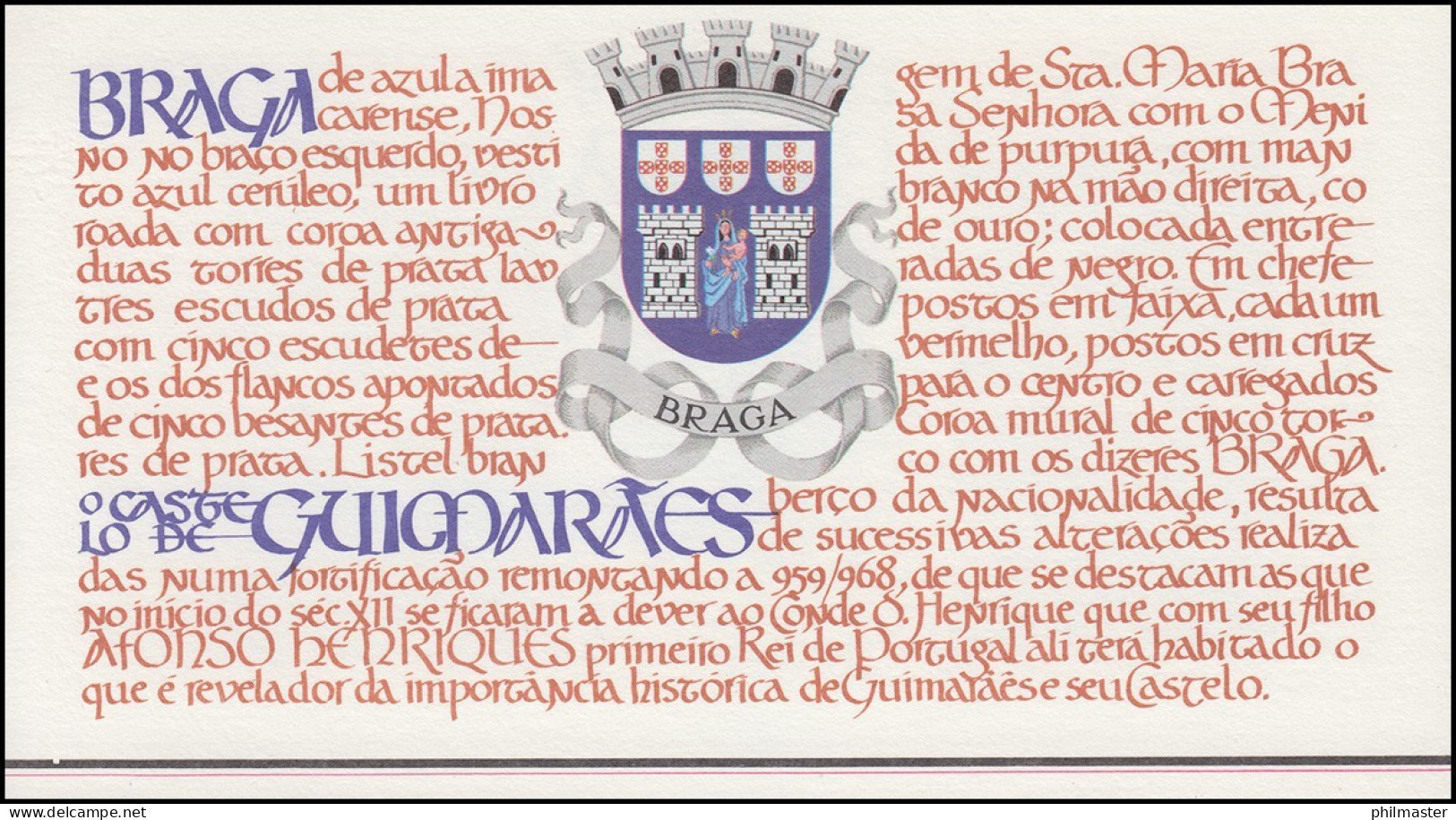 Portugal-Markenheftchen 1688 BuS Kastell Guimaraes, ESSt 10.4.86 - Carnets