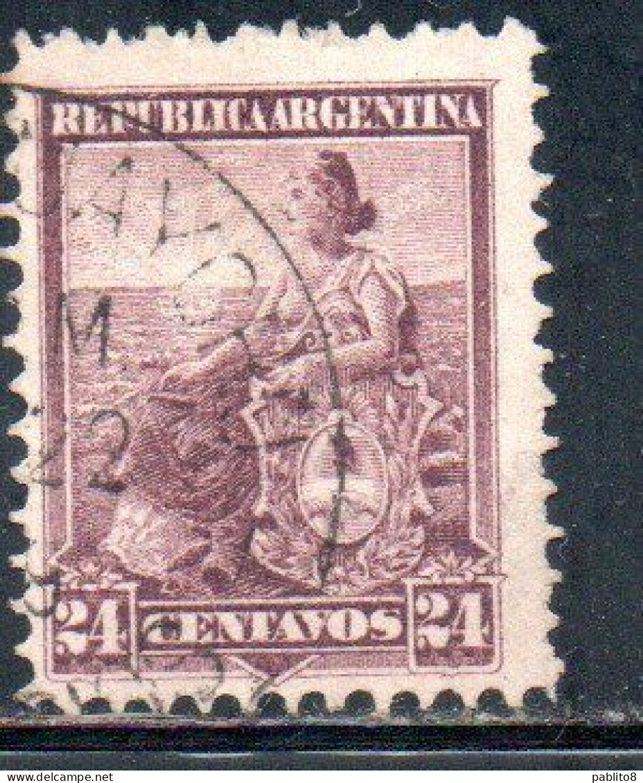 ARGENTINA 1899 1903 LIBERTY SEATED 24c USED USADO OBLITERE' - Oblitérés