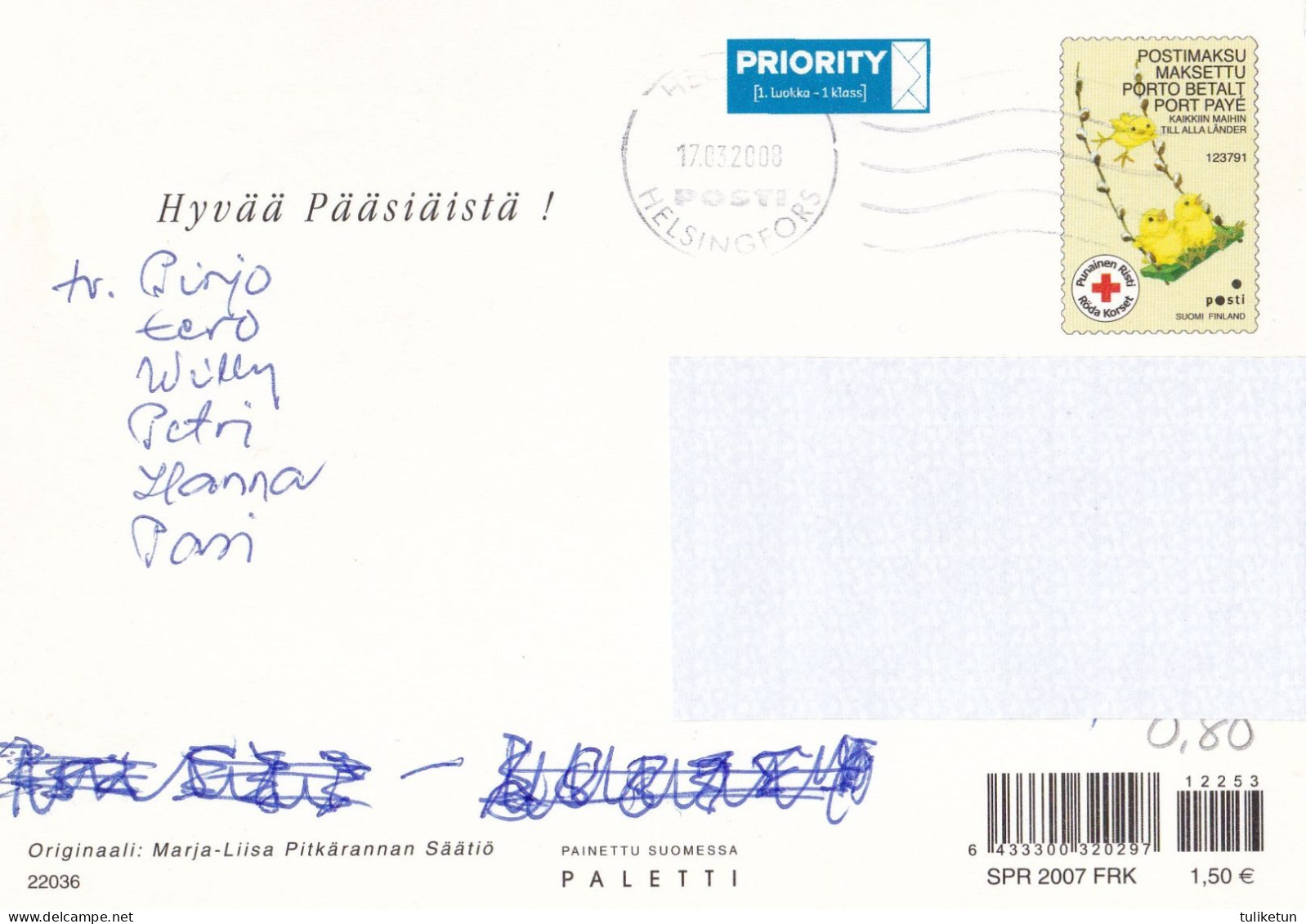 Postal Stationery - Cock - Chicken Carrying The Basket - Chicks - Eggs - Red Cross 1999 - Suomi Finland - Postage Paid - Ganzsachen