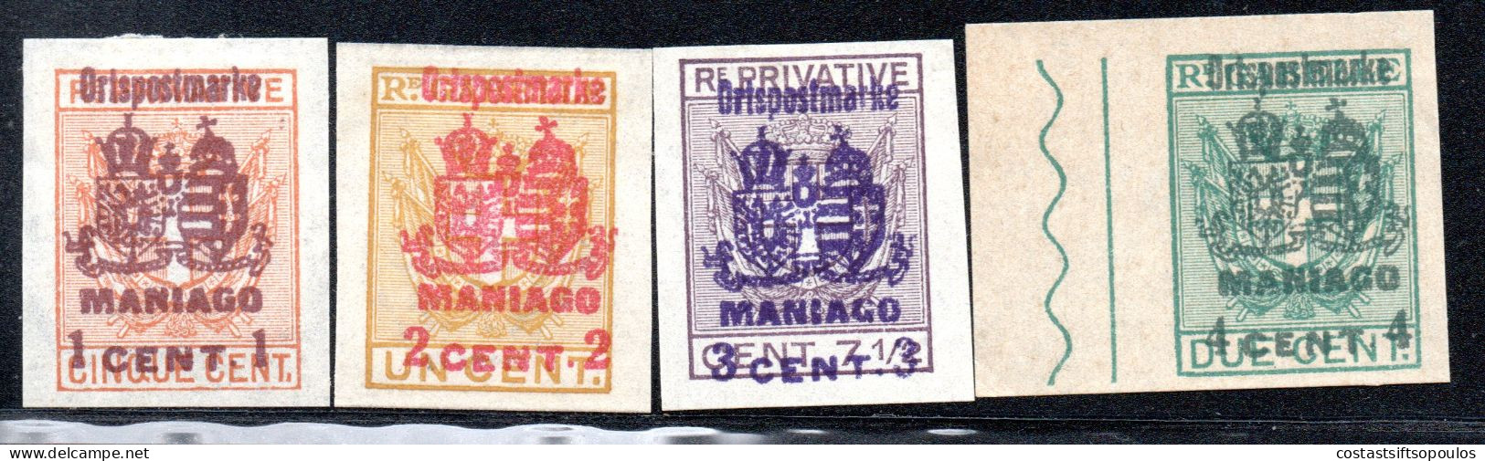 2825.ITALY,AUSTRIA 1918  MANIAGO 1-4,WITHOUT GUM AS ISSUED - Occ. Autrichienne