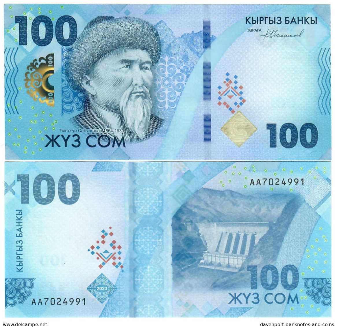 Kyrgyzstan 10x 100 Som 2023 (2024) UNC "AA" - Kirghizistan