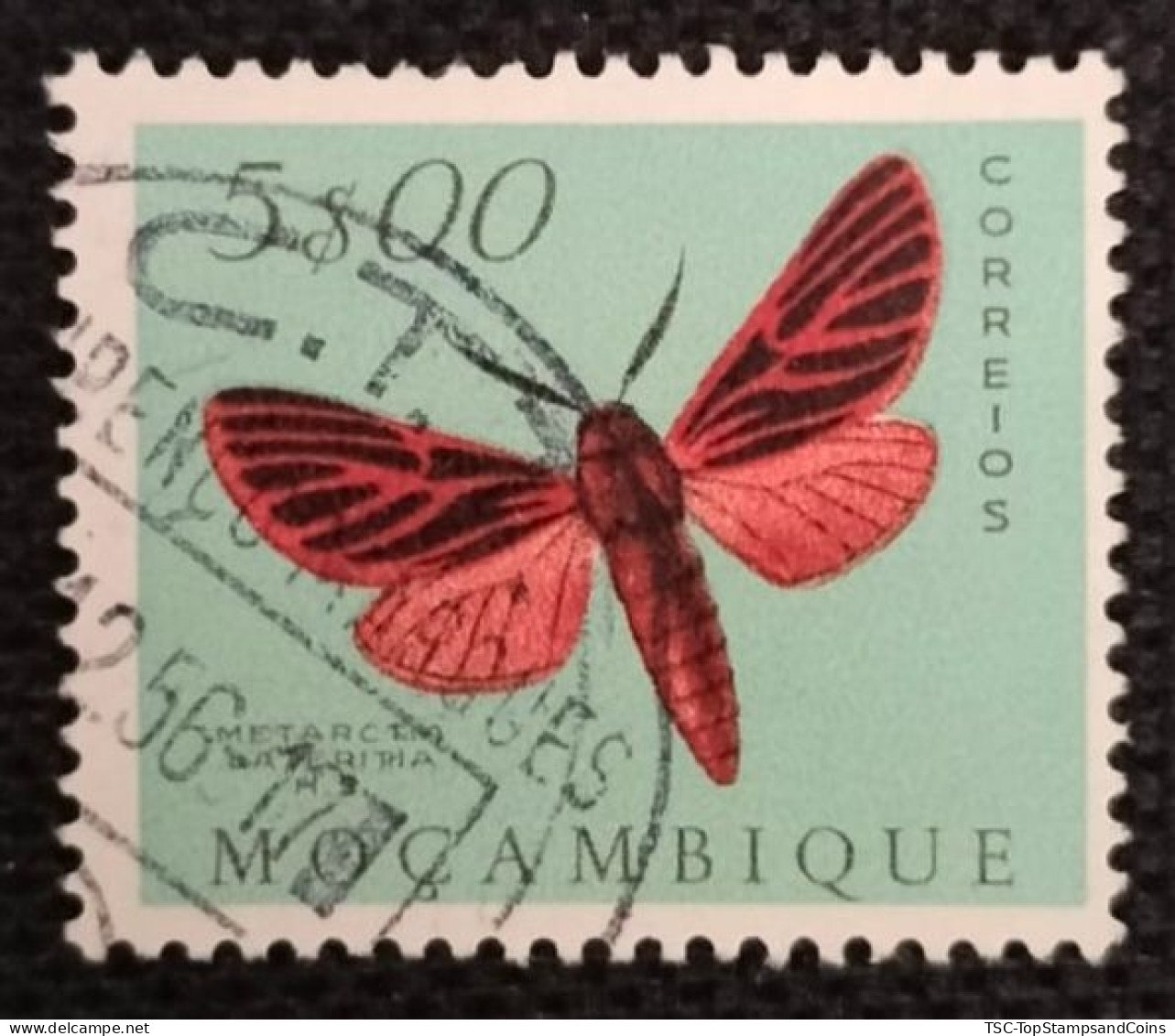 MOZPO0403U9 - Mozambique Butterflies  - 5$00 Used Stamp - Mozambique - 1953 - Mozambique