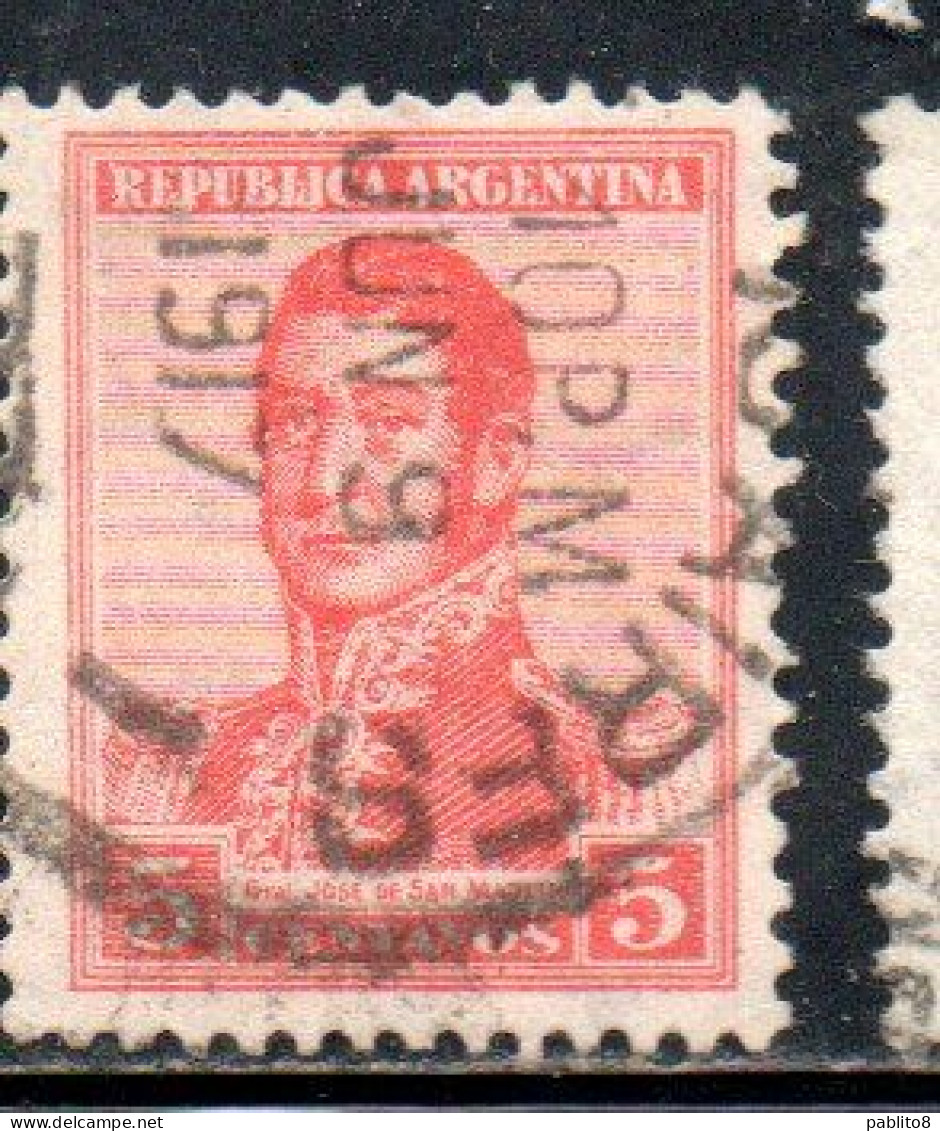 ARGENTINA 1917 JOSE DE SAN MARTIN 5c USED USADO OBLITERE' - Gebruikt