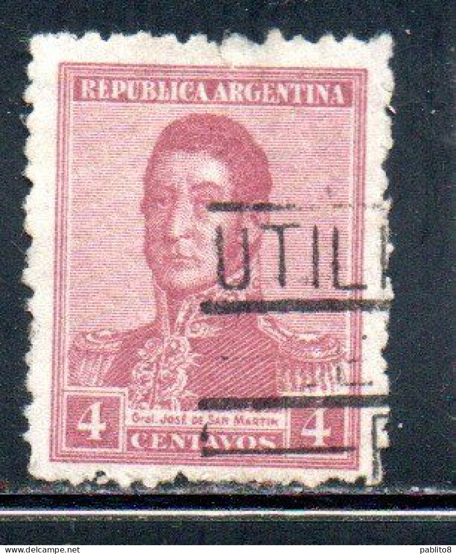 ARGENTINA 1918 1919 JOSE DE SAN MARTIN 4c USED USADO OBLITERE' - Used Stamps