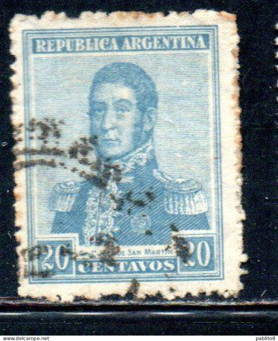 ARGENTINA 1920 JOSE DE SAN MARTIN 20c USED USADO OBLITERE' - Used Stamps