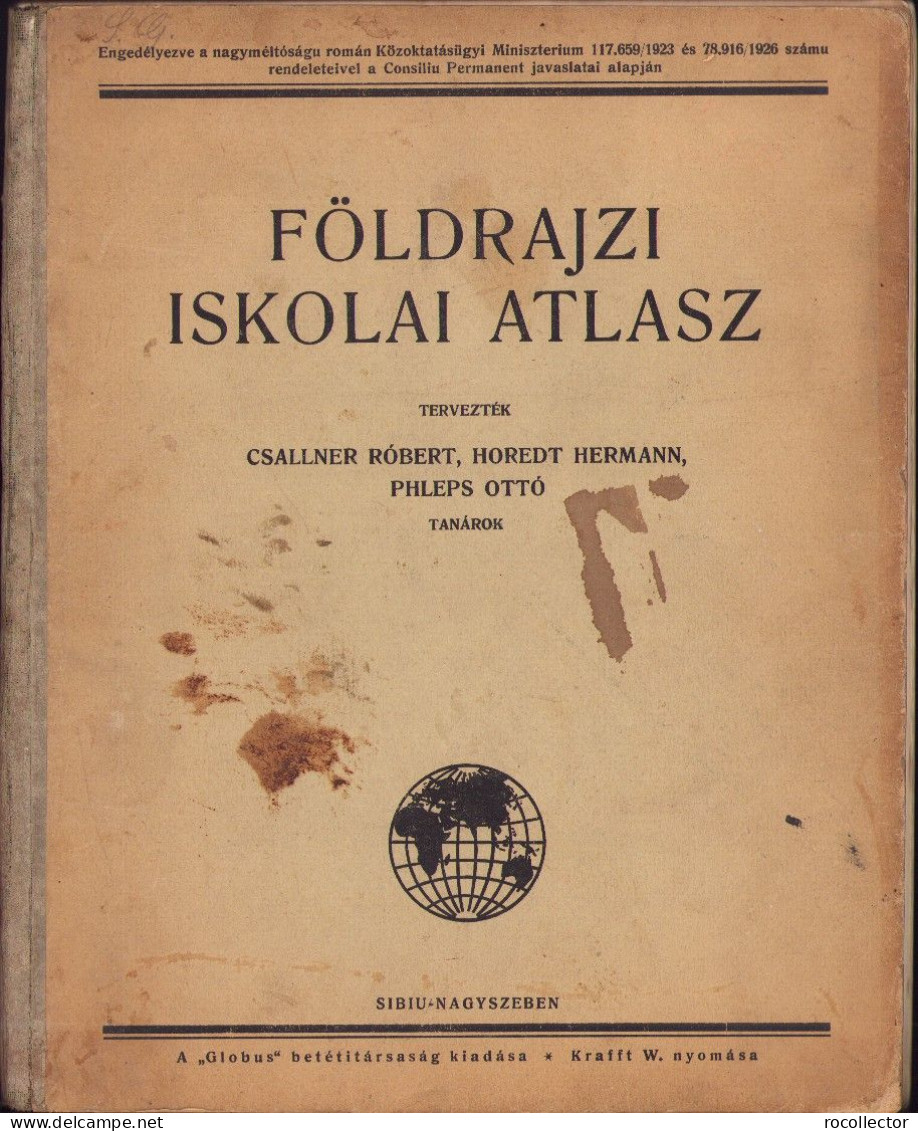 Földrajzi Iskolai Atlasz 1926 Nagyszeben Hermannstadt 630SP - Old Books