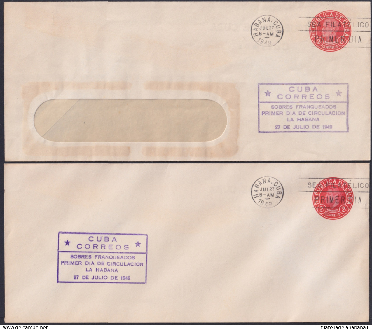 1949-EP-199 CUBA REPUBLICA 1949 LG2193 FDC VIOLET COVER POSTAL STATIONERY.  - Andere & Zonder Classificatie
