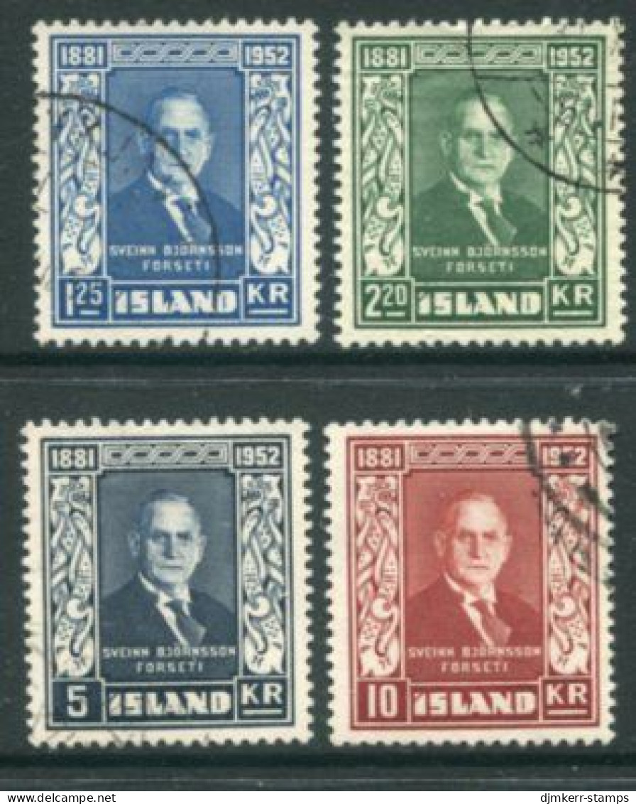 ICELAND 1952  Death Of  Björnsson Set  Used.  Michel 281-84 - Gebraucht