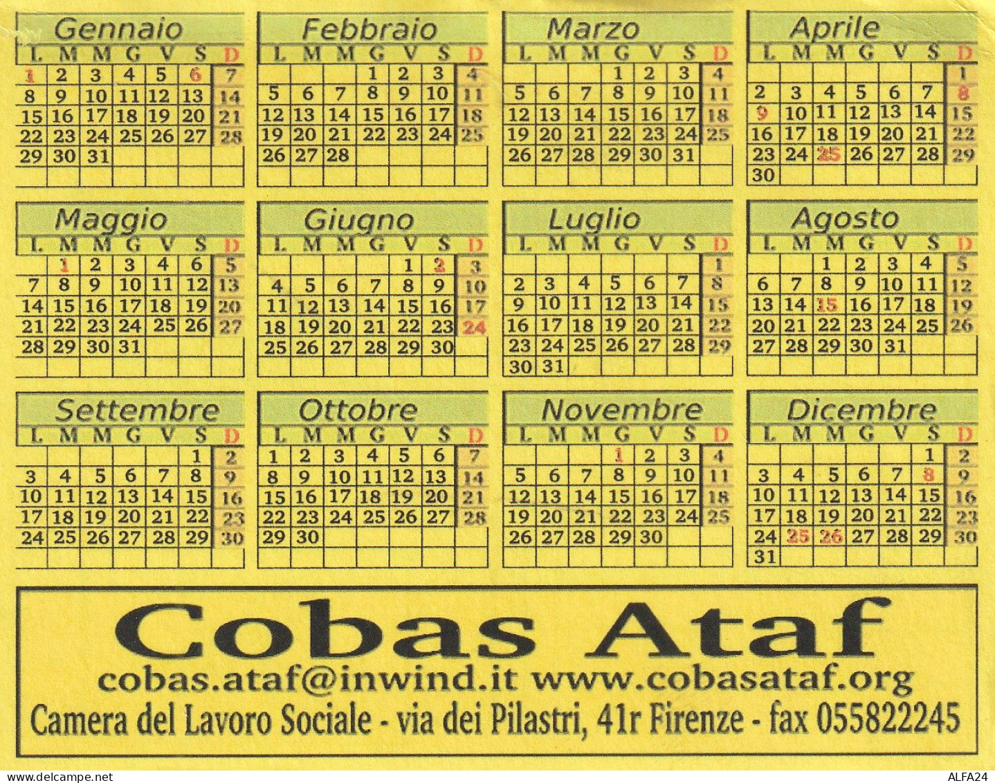 CALENDARIO  FORMATO PICCOLO (MH396 - Other & Unclassified