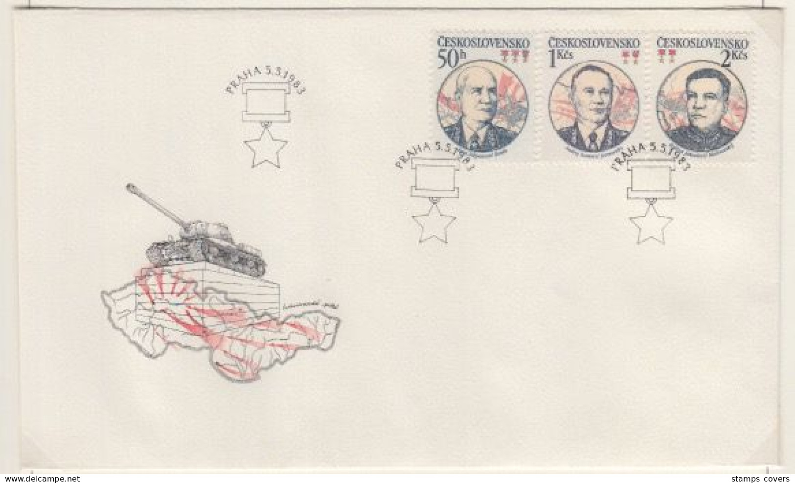 CESKOSLOVENSKO FDC MICHEL 2717/19 & 2720 Sovietarmee & Colombe - FDC