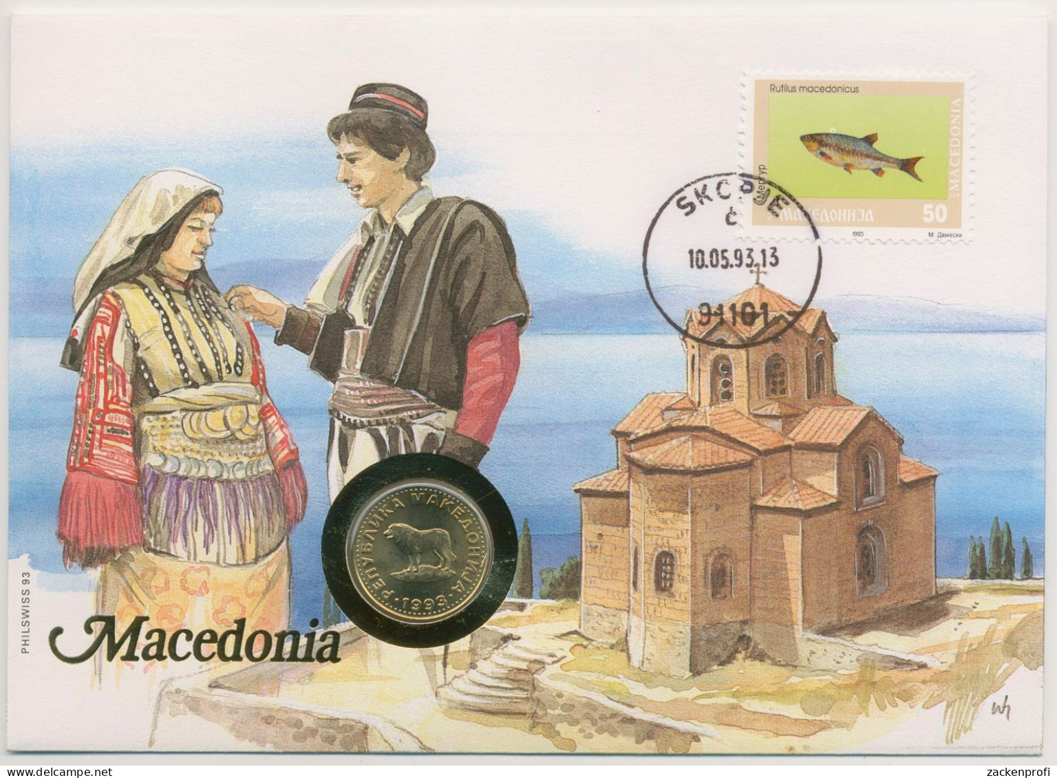 Mazedonien 1993 Kirche Trachten Numisbrief 1 Denar (N263) - Macédoine Du Nord