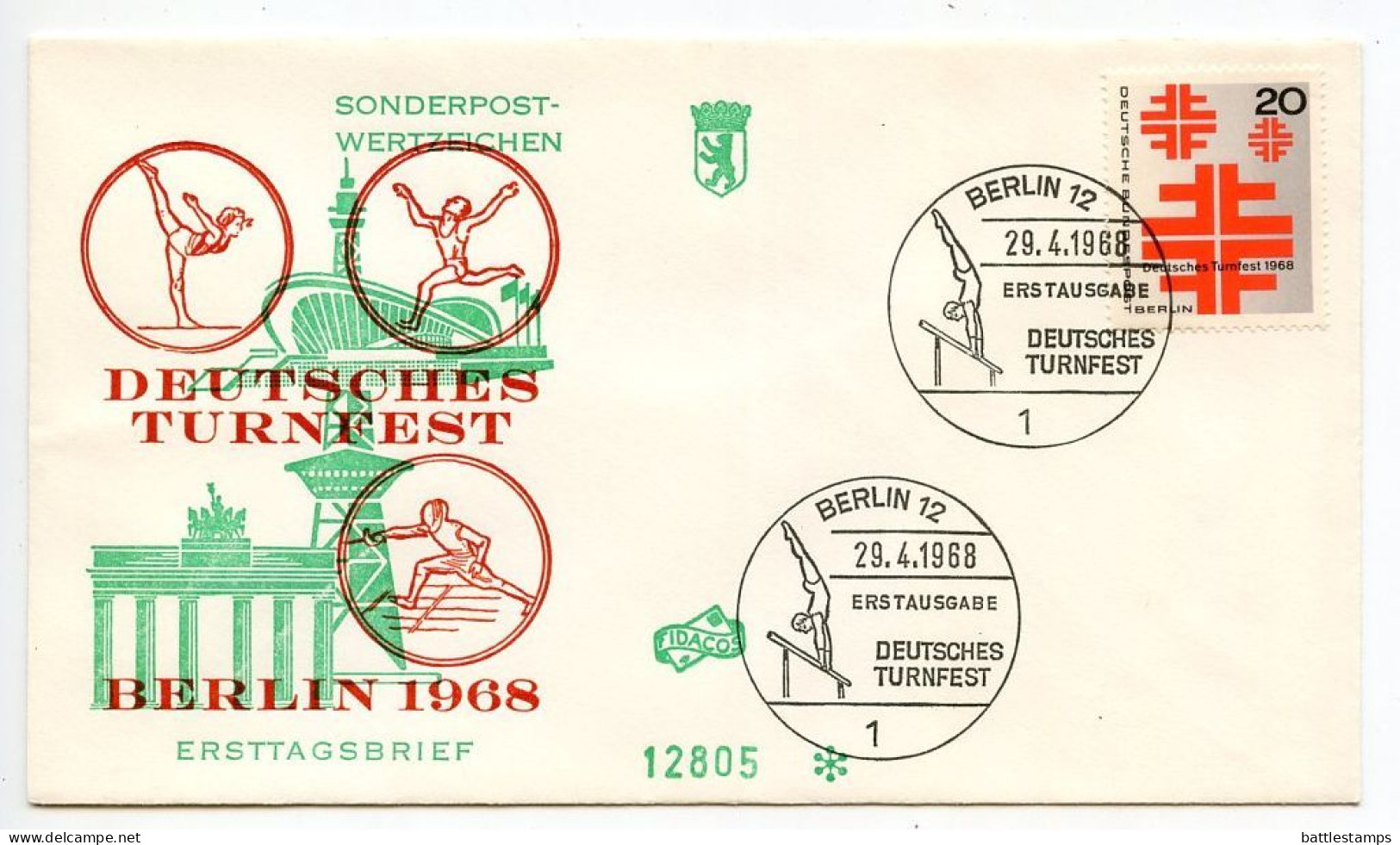 Germany, Berlin 1968 FDC Scott 9N266 German Turner Festival - 1948-1970