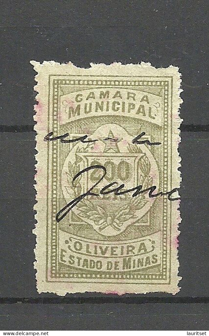 BRAZIL Brasilien Estado De Minas Geraes Ca. 1900 Local Revenue Taxe Fiscal Tax Camera Municipal O - Oblitérés