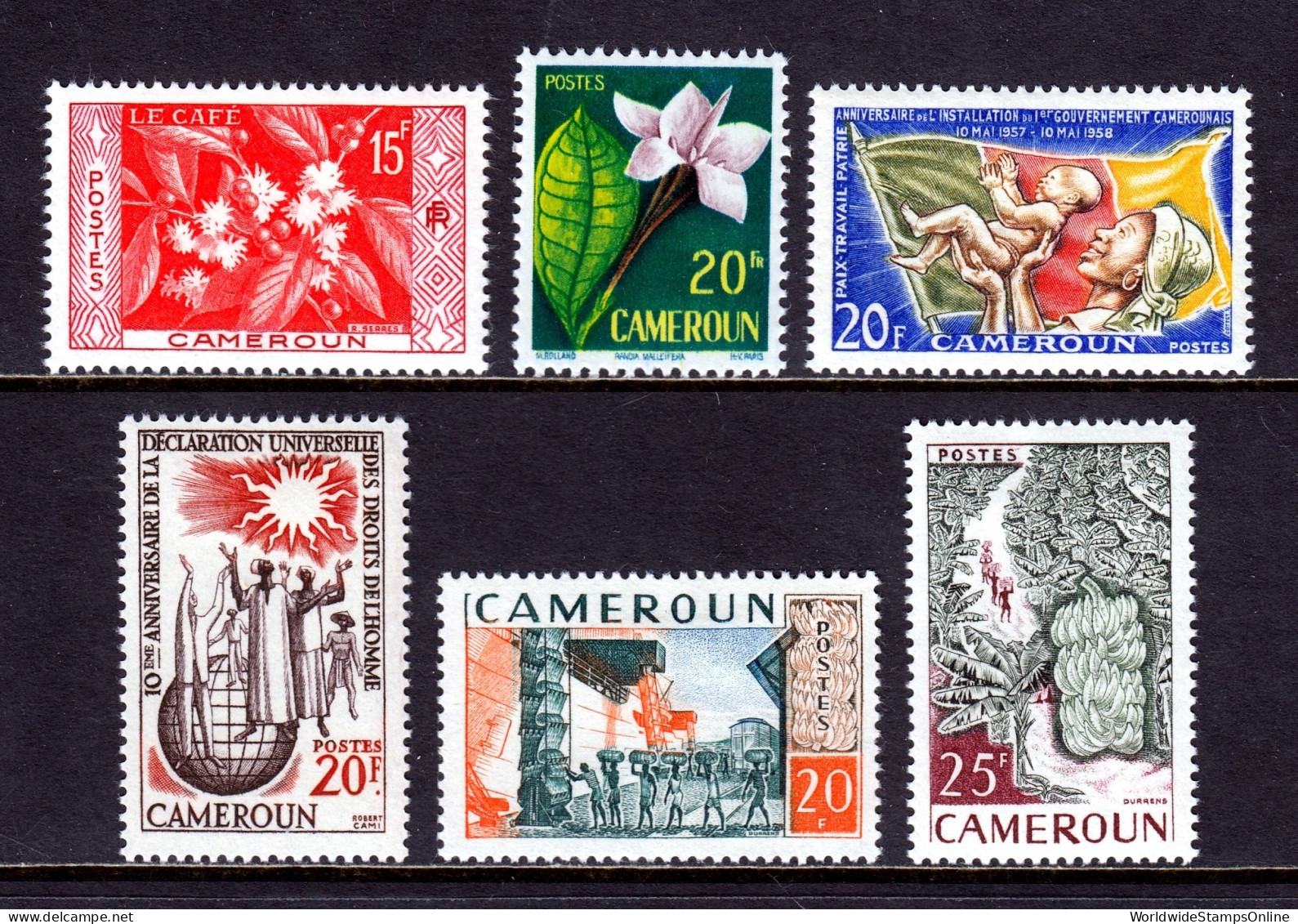 Cameroun - Scott #330//335 - MH - Thin #333 - SCV $9.20 - Neufs