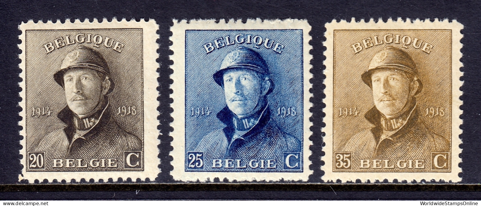 Belgium - Scott #129, 130, 131 - MNH - SCV $10 - Used Stamps