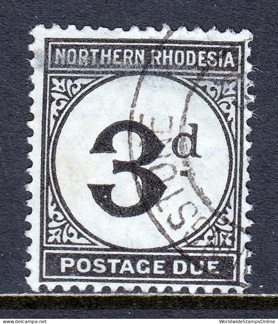 Northern Rhodesia - Scott #J3 - Used - Ink Smear At Top - SCV $27 - Northern Rhodesia (...-1963)