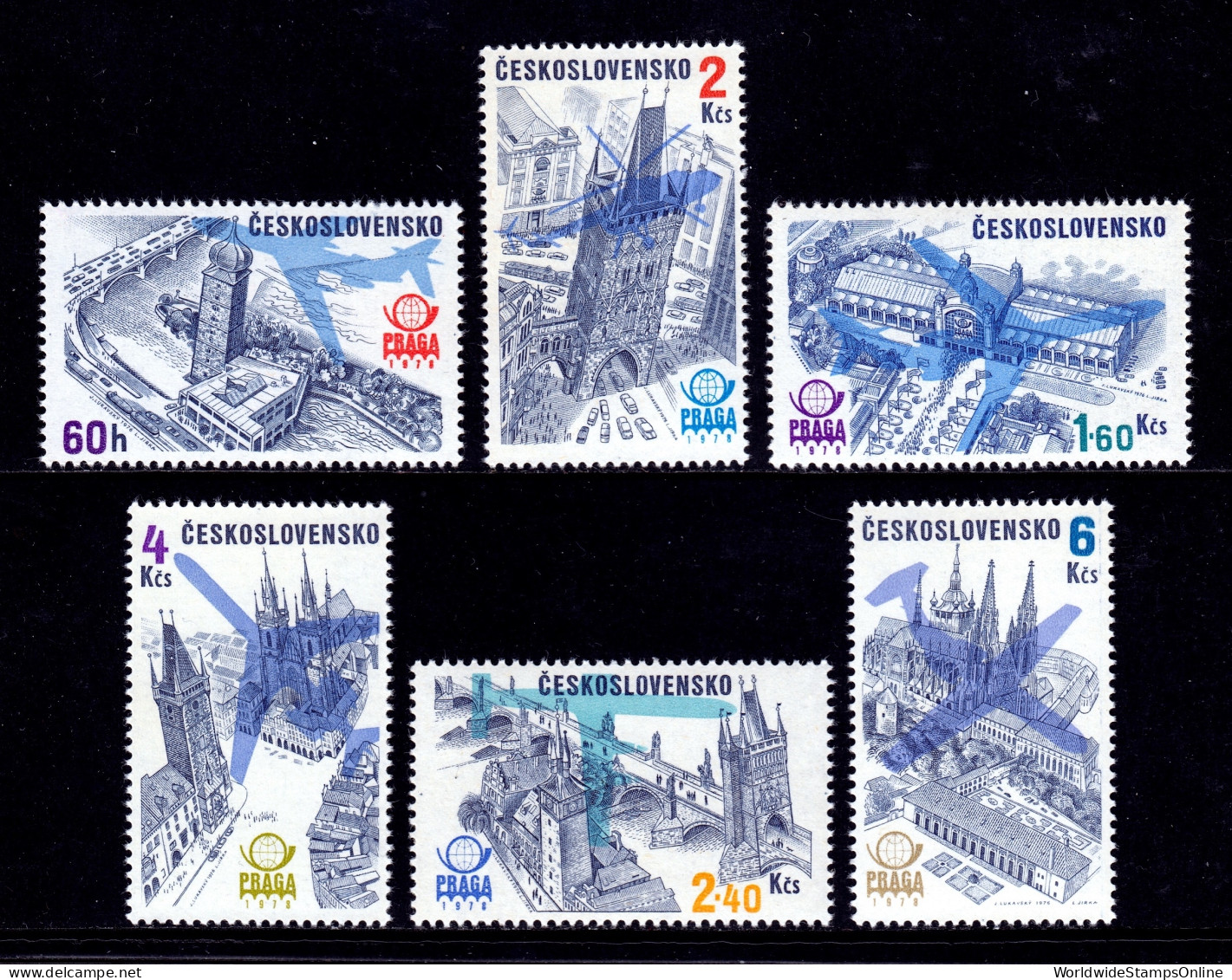 Czechoslovakia - Scott #C83-C88 - MNH - SCV $4.05 - Poste Aérienne