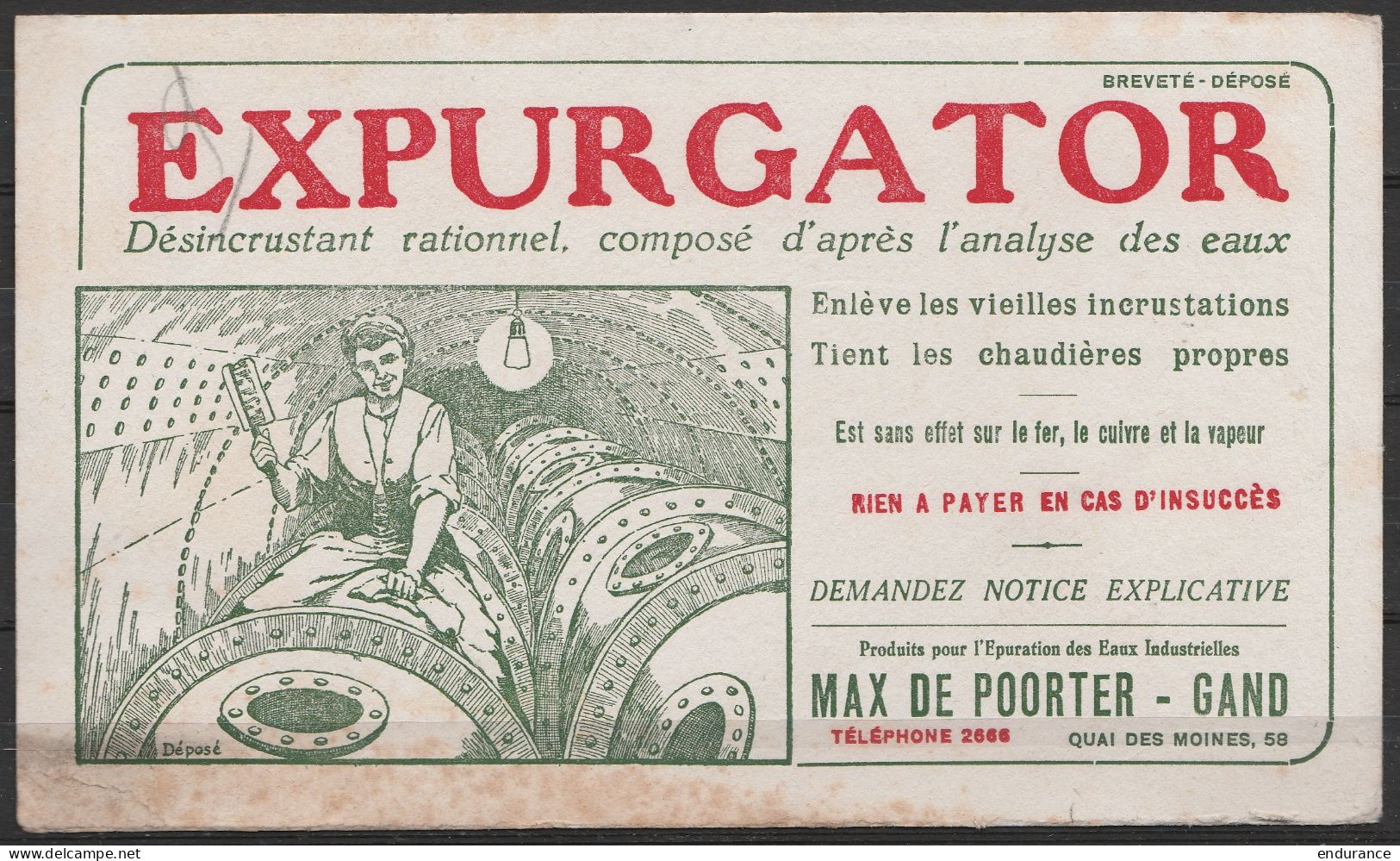 Carte-pub EXPURGATOR Affr. PREO Houyoux 3c GENT/1924/GAND Pour Verreries Et Gobleteries Nouvelles à MANAGE - Typo Precancels 1922-31 (Houyoux)