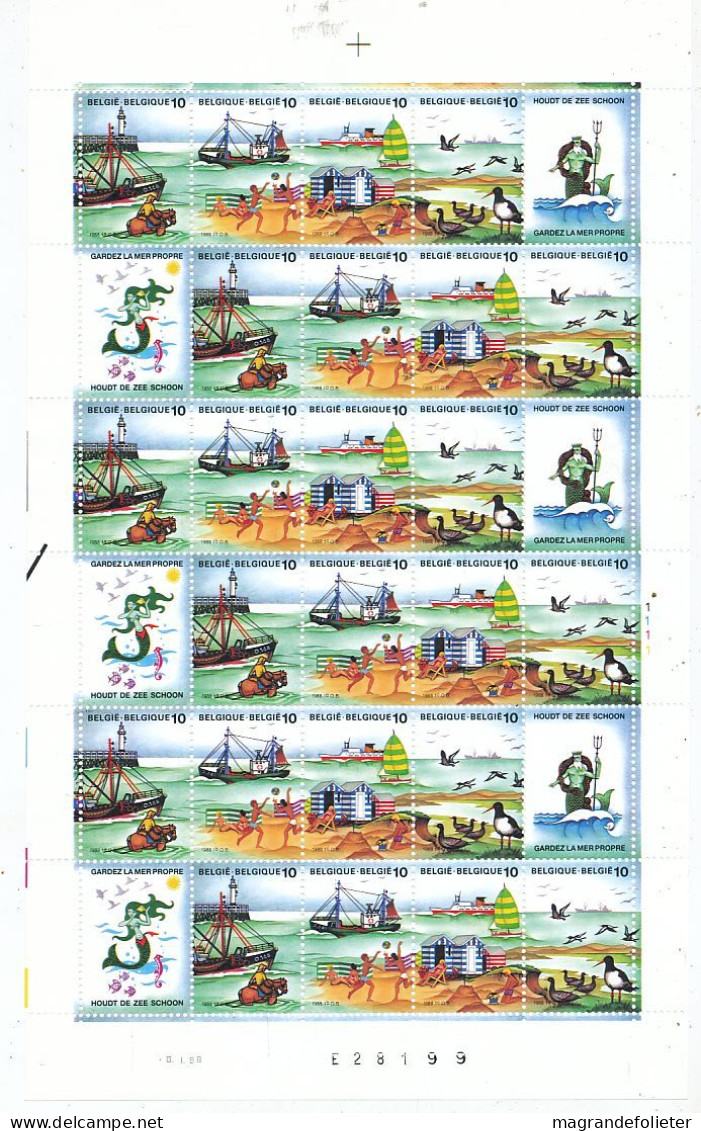 TIMBRE  ZEGEL STAMP BELGIQUE PLANCHE 6 X GARDEZ LA MER PROPRE 2273-76 XX - Unclassified