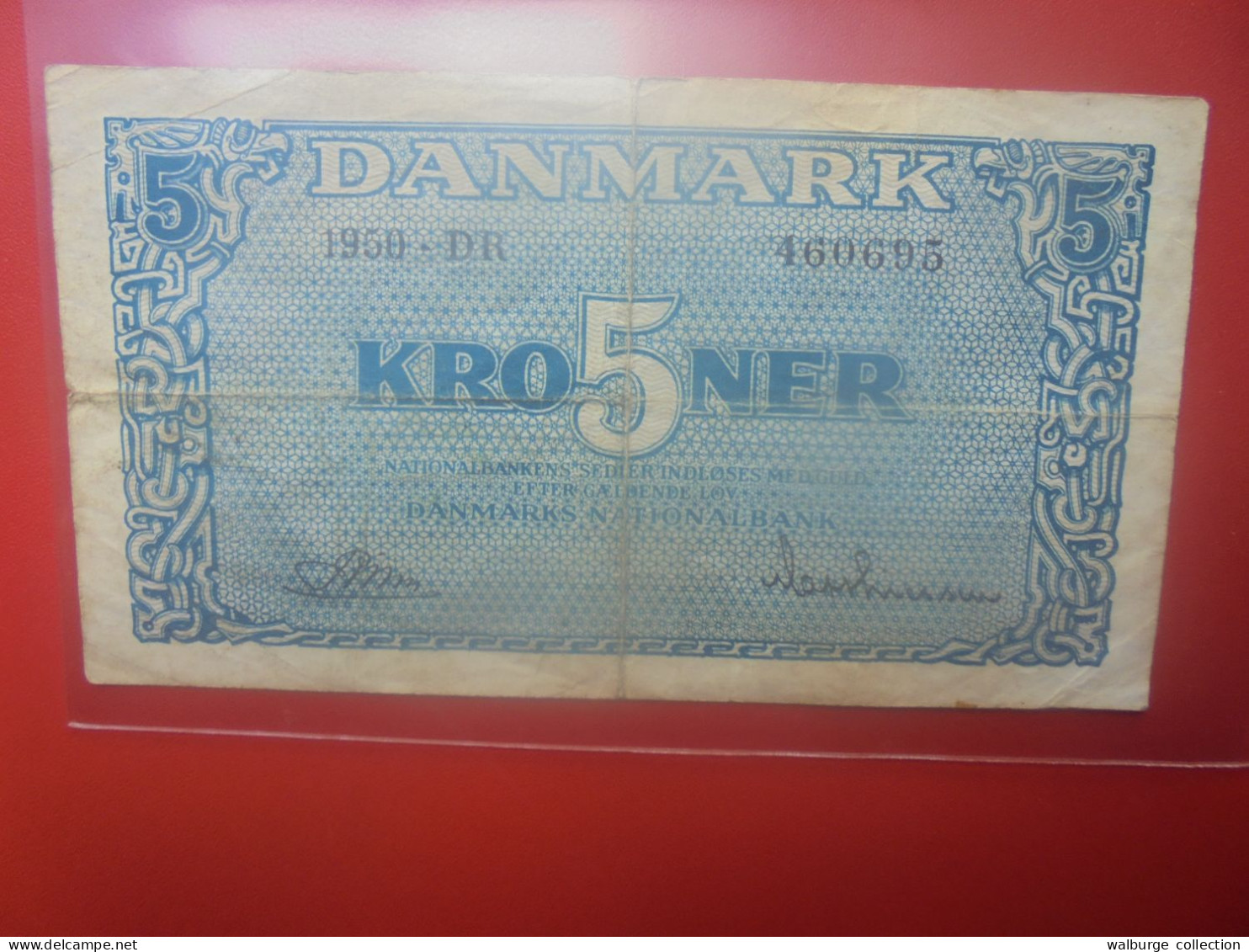 DANEMARK 5 KRONER 1950 Préfix "D R" Circuler COTES:12-35-140$ (B.33) - Denmark