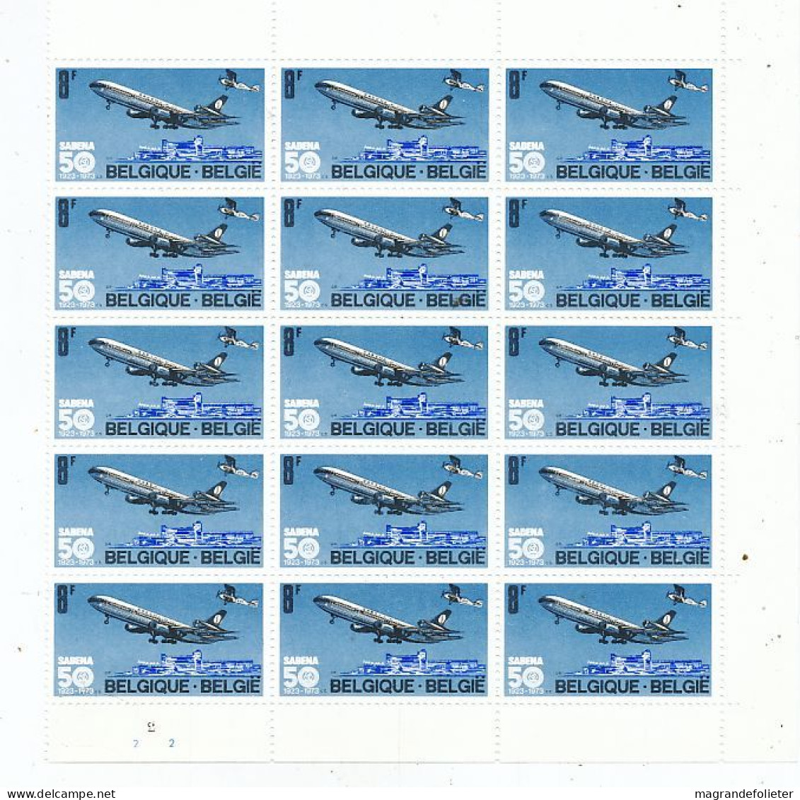 TIMBRE  ZEGEL STAMP BELGIQUE PLANCHE  15 X LE No 1675 50 ANS SABENA  XX - Non Classés