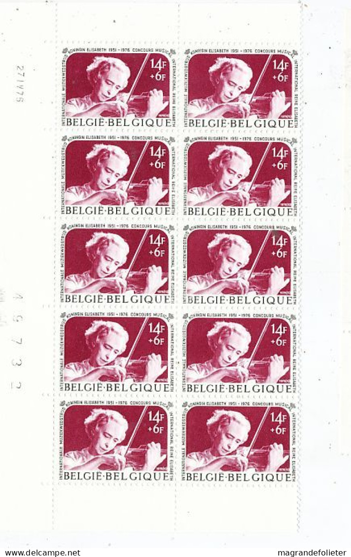 TIMBRE  ZEGEL STAMP BELGIQUE PLANCHE  10 X LE No 1804 CONCOURS REINE ELISABETH  XX - Non Classés