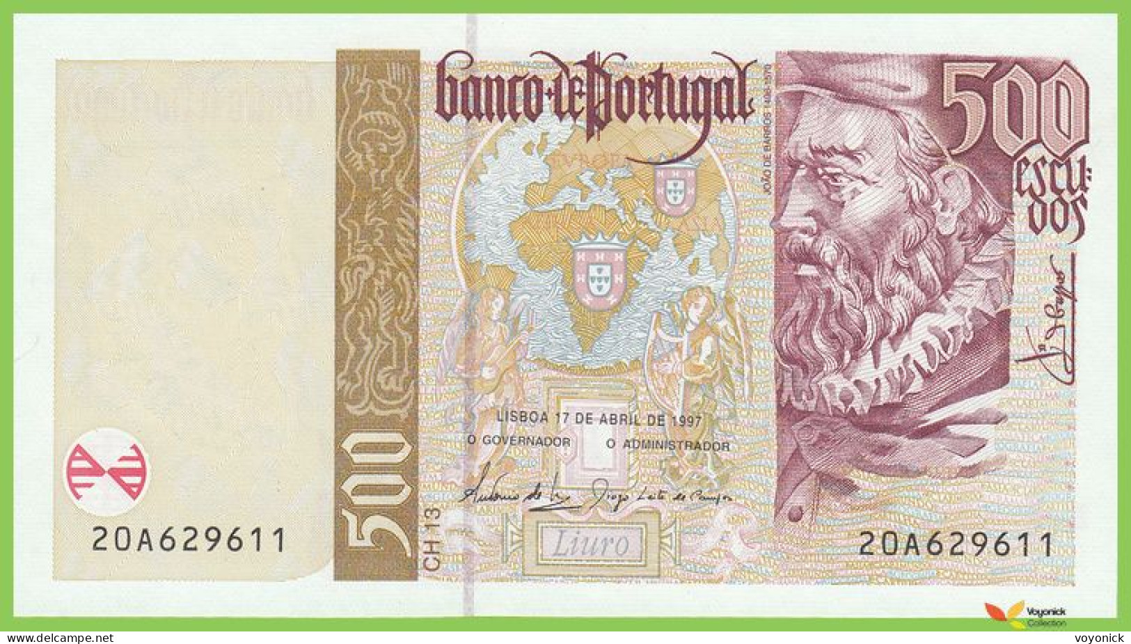 Voyo PORTUGAL 500 Escudos 1997 P187a(5) 20A UNC - Portugal