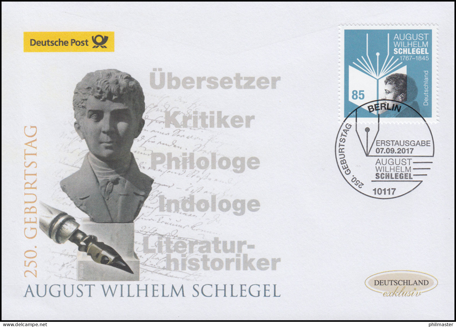 3332 August Wilhelm Schlegel, Schmuck-FDC Deutschland Exklusiv - Brieven En Documenten