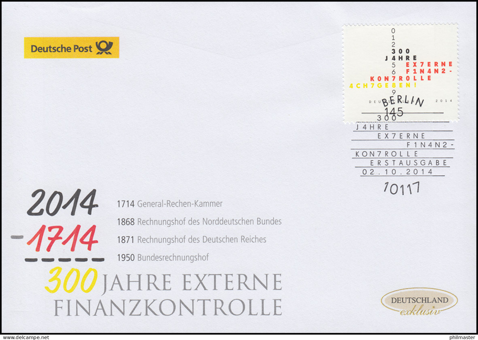 3106 Externe Finanzkotrolle, Schmuck-FDC Deutschland Exklusiv - Brieven En Documenten