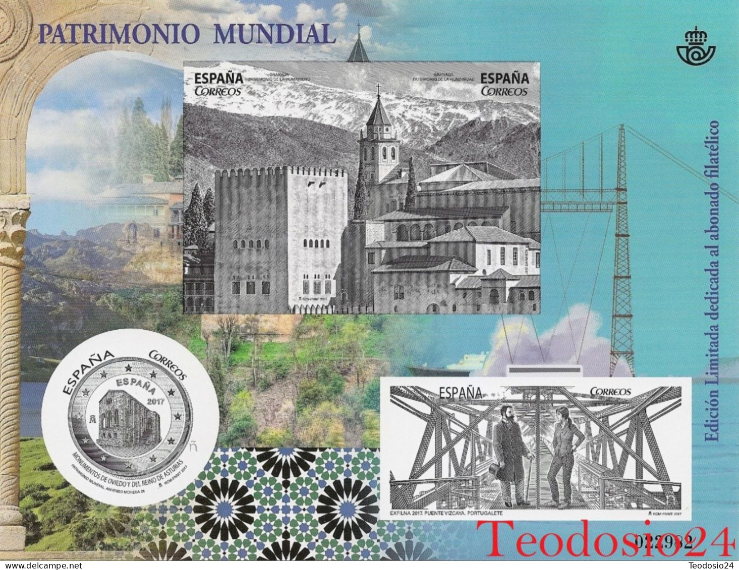 PRUEBA DE IMPRESIÓN CALCOGRÁFICA-SERVICIO FILATÉLICO. PATRIMONIO MUNDIAL.2017. - Proofs & Reprints