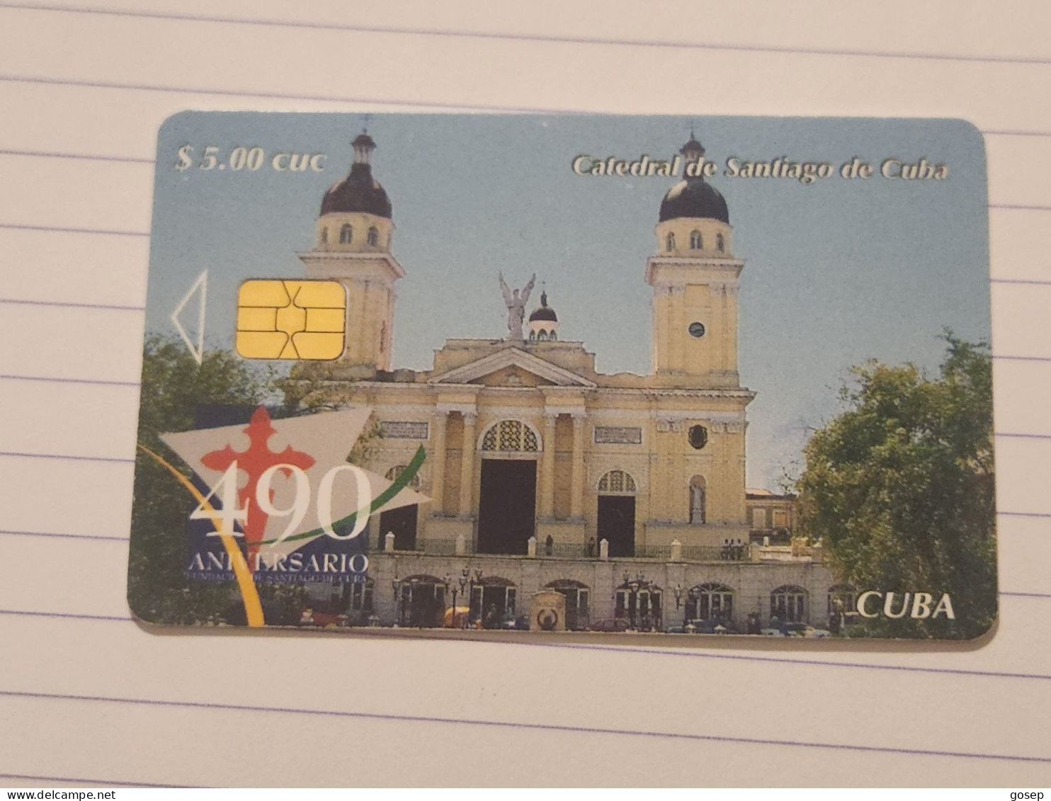 CUBA-(CU-ETE-0239)-Santiago De Cuba Cathedral-(74)-($5.00)-(0007149068)-used Card+1card Prepiad Free - Cuba