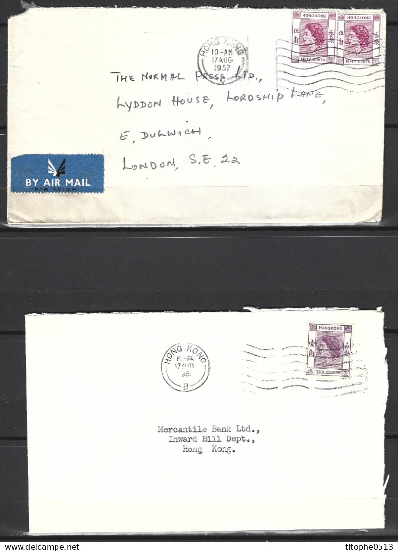 HONG KONG. 4 Enveloppes Ayant Circulé. Elizabeth II Selon Type De 1954-60. - Covers & Documents