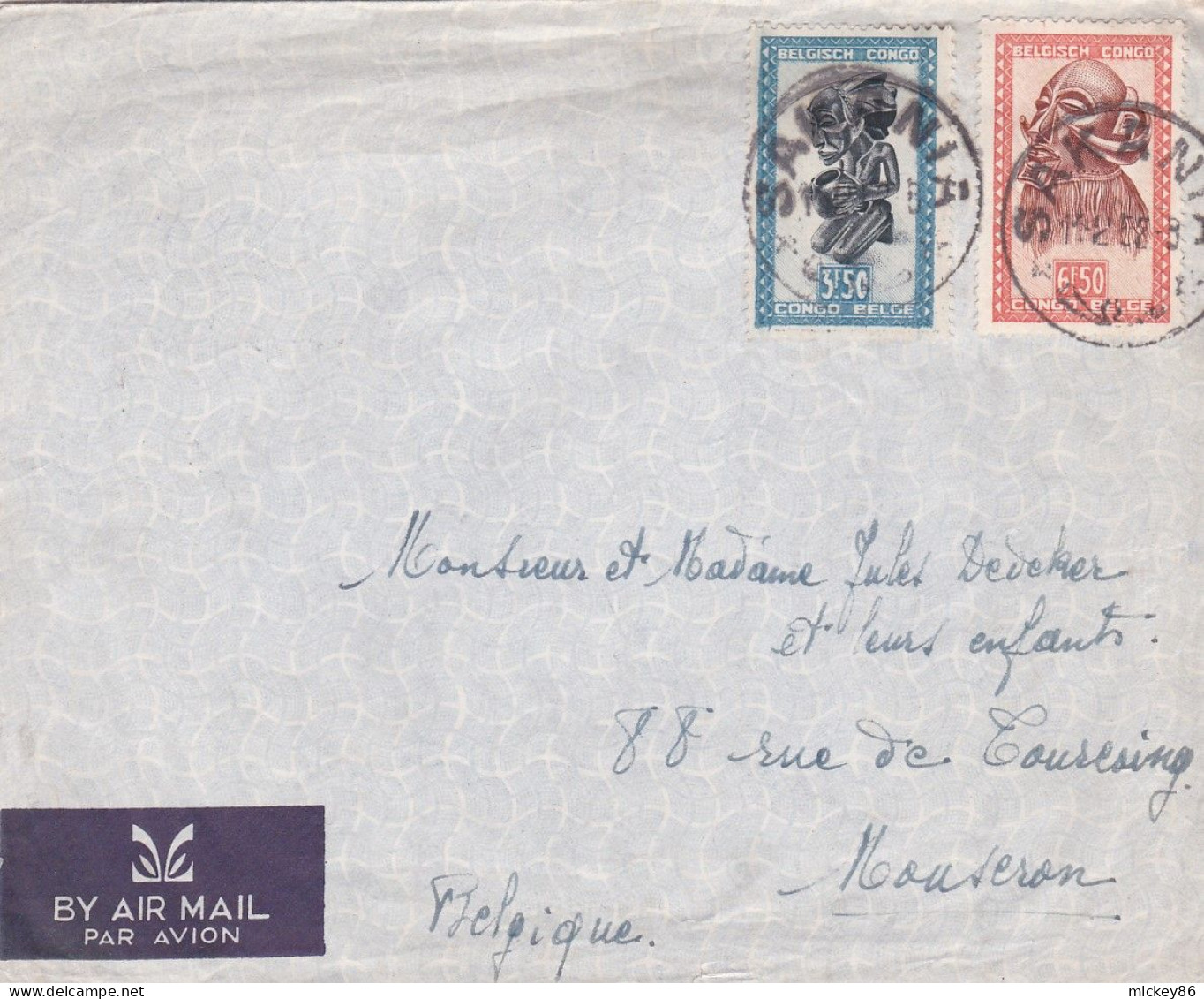 Congo Belge -1958--Lettre SAKANIA  Pour MOUSCRON (Belgique) .timbres Sur Lettre..beau Cachet.. Courrier Inclus - Lettres & Documents