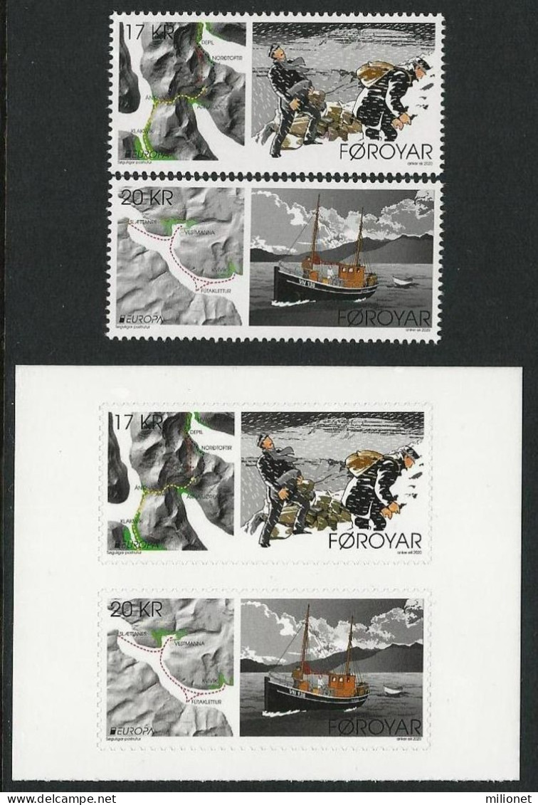 SALE!!! ISLAS FEROE FAROE ISLANDS 2020 EUROPA CEPT Ancient Postal Routes 2 Stamps From Sheets + 2 Stamps From Booklet ** - 2020