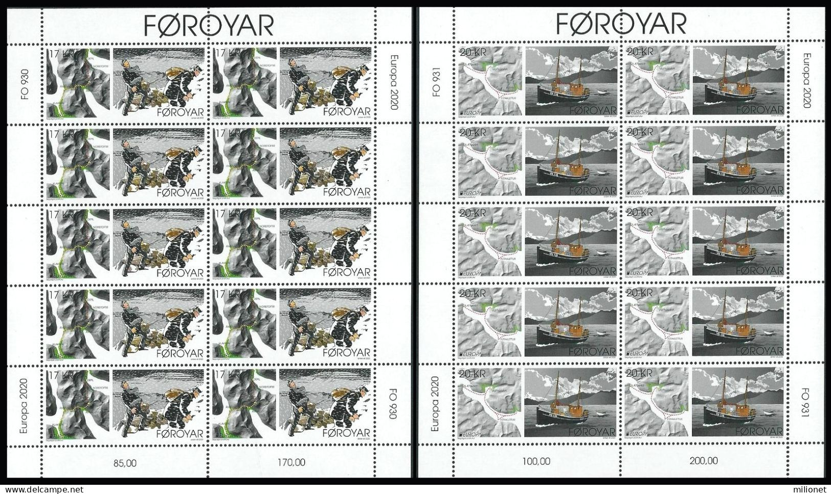 SALE!!! ISLAS FEROE FAROE ISLANDS 2020 EUROPA CEPT Ancient Postal Routes 2 Sheetlets Of 10 Stamps MNH ** - 2020